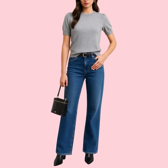Michael Kors Grey Short Sleeve Sweater Tee – Size M (Classic Knit Top) - Picture 1 of 6